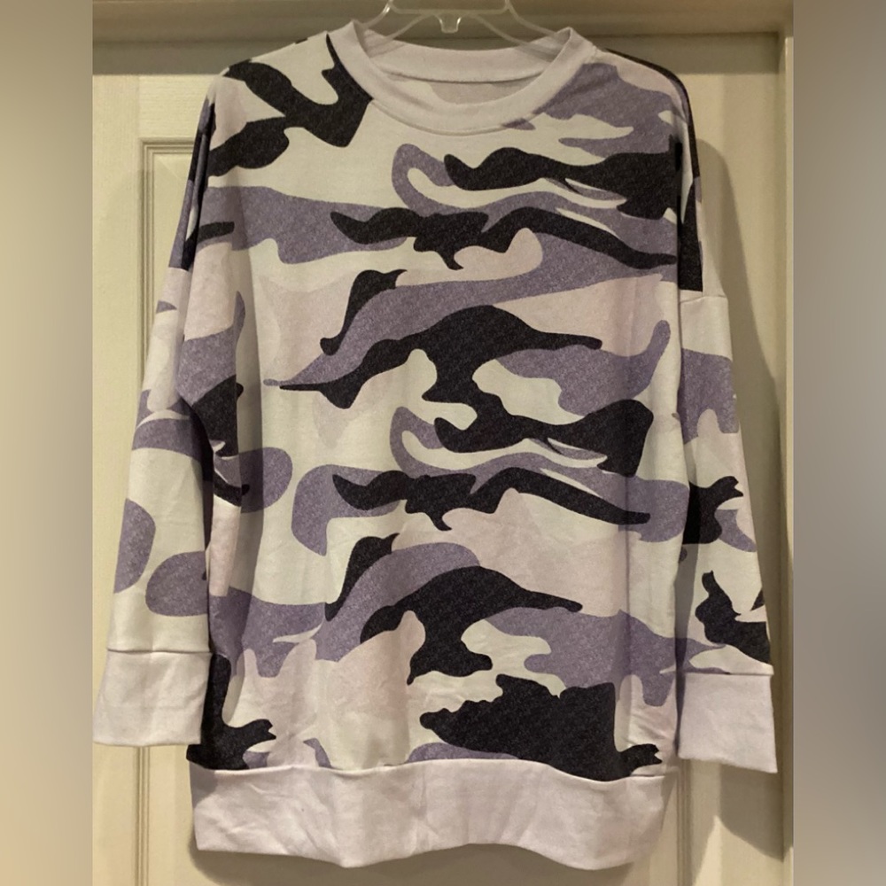 NWOT- Plus Size Camo-Print Sweatshirt